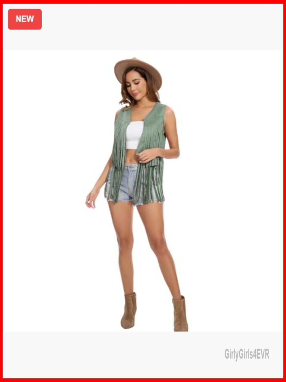 Faux Suede Fringe Vest 3X-Large Hippie Western Sleeveless Jacket - Picture 5 of 7